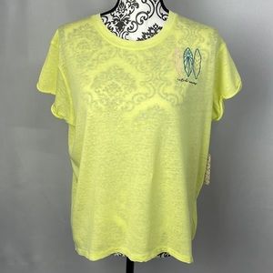 NWT Small Free People Wipe Out Tee Lime Combo Catch Waves